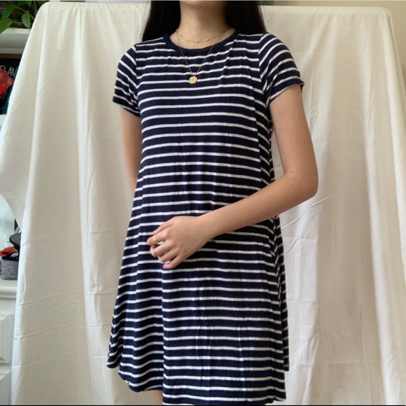 Rue 21 Navy Blue and White Striped T-Shirt Dress - Picture 2 of 5